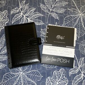 Live Love Posh | Black Croc-Embossed Planner with 12 monthly Dividers